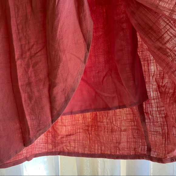 Pink Linen wrap skirt with tie. - Picture 5 of 9